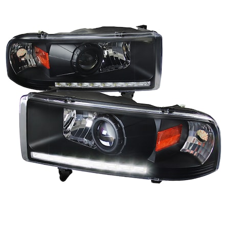 Spec-D Tuning 94-01 Dodge Ram Projector Headlight Black Housing 2LHP-RAM94JM-RS